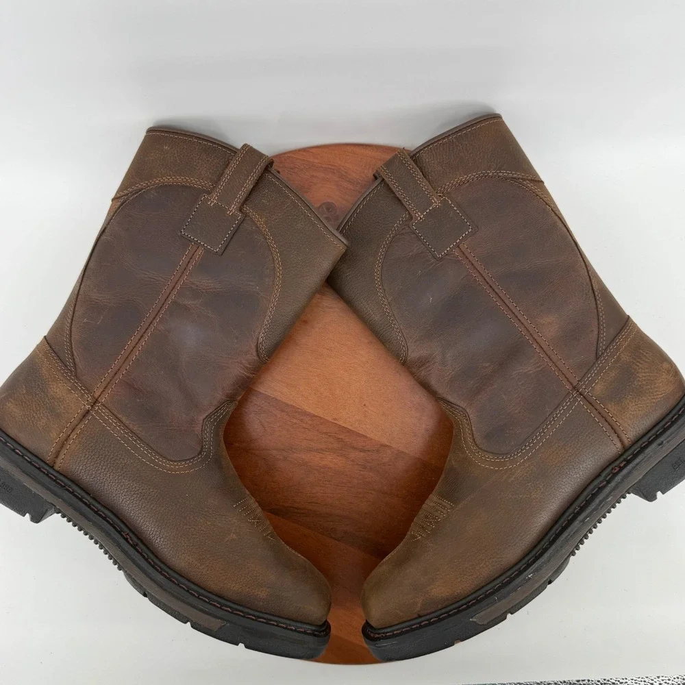 Carhartt Wellington Work Boots Brown Leather Square Toe CMP1218 Size Men 11 M
